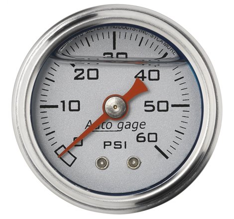 Autometer AutoGage 1.5in Liquid Filled Mechanical 0-60 PSI Fuel Pressure Gauge - Silver