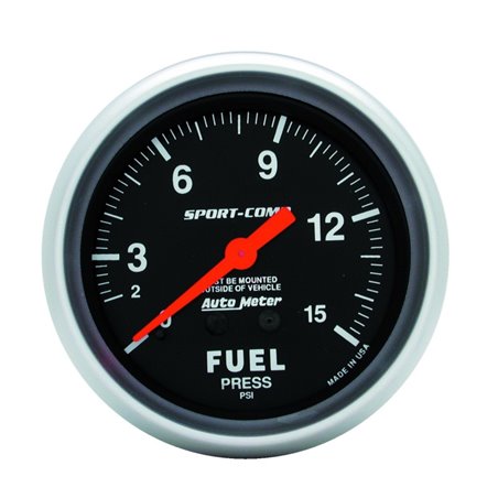 Autometer Sport-Comp 2 5/8in 0-15 PSI Mechanical Fuel Pressure Gauge