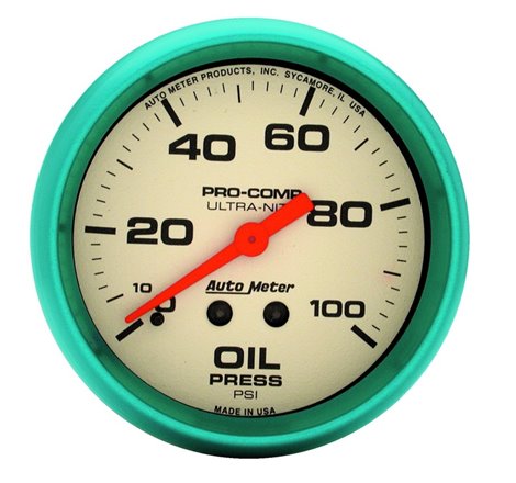 Autometer Ultra-Nite 66.7mm 0-100 PSI Mechanical Oil Pressure Gauge