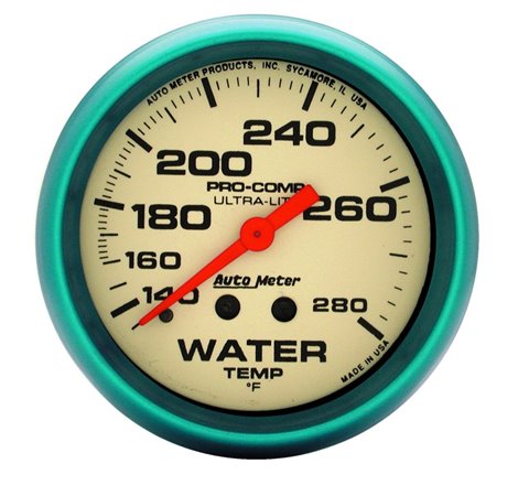 Autometer Ultra-Nite 66.7mm 140-280 Deg F Mechanical Water Temp Gauge