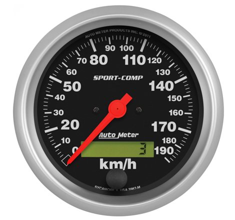 Autometer Sport-Comp 3-3/8 inch 190 KPH Electronic Speedometer Gauge