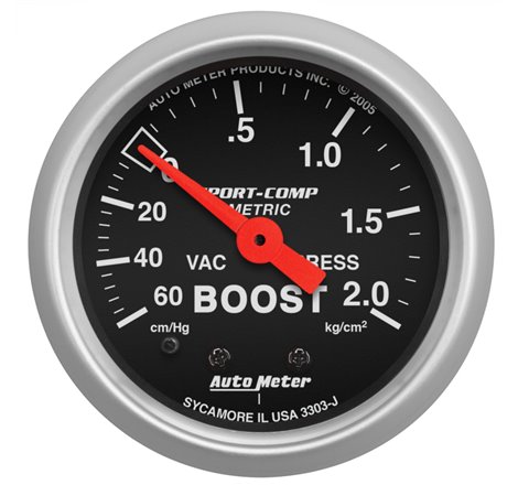 Autometer Sport-Comp 52mm 60 cm/Hg-2.0 Kg/Cm2 Mechanical Boost Gauge