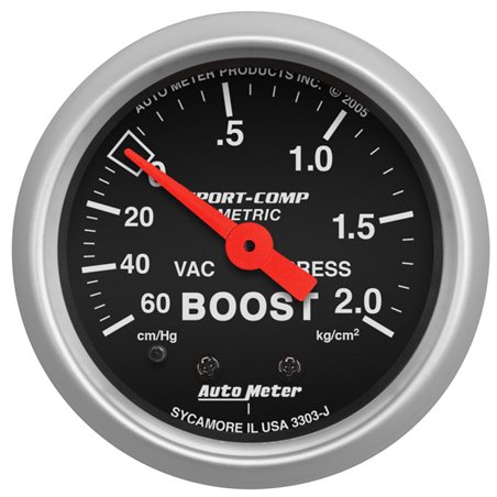 Autometer Sport-Comp 52mm 60 cm/Hg-2.0 Kg/Cm2 Mechanical Boost Gauge