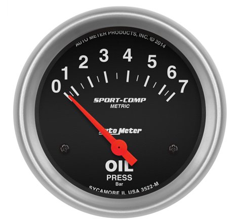 Autometer Sport-Comp 66.7mm 0-7 BAR Short Sweep Electronic Oil Pressure Gauge