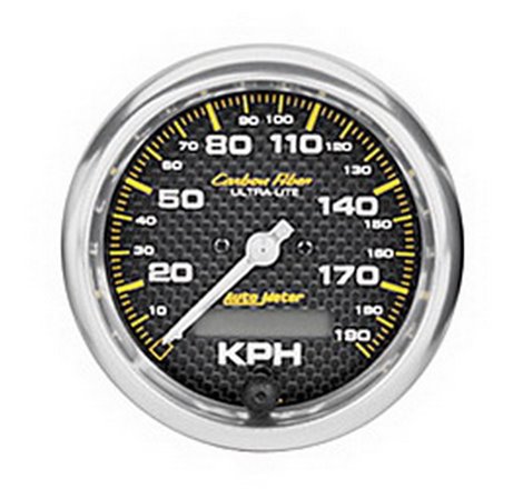 Autometer Carbon Fiber 85.7mm 190 KPH Range Speedometer Elect. Programmable Gauge