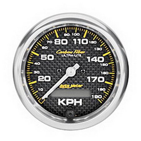 Autometer Carbon Fiber 85.7mm 190 KPH Range Speedometer Elect. Programmable Gauge