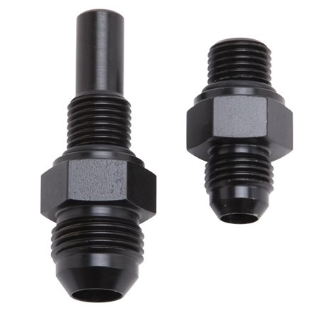 Russell Performance -8 AN to 4L80 Transmission Ports Adapter Fittings (Qty 2) - Black Zinc