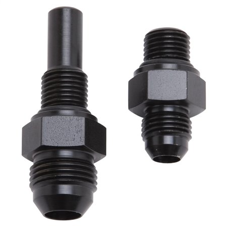 Russell Performance -8 AN to 4L80 Transmission Ports Adapter Fittings (Qty 2) - Black Zinc