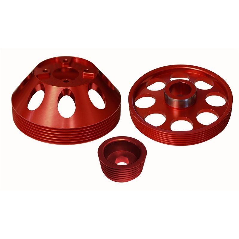 Torque Solution Lightweight WP/Crank/Alt Pulley Combo (Red): Hyundai Genesis Coupe 3.8 2010+