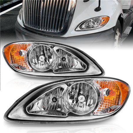 ANZO 2008-2016 International Prostar Crystal Headlights Chrome Housing