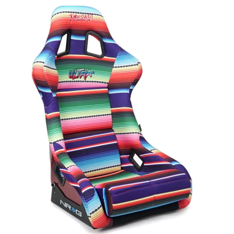 NRG FRP Bucket Seat PRISMA Serepi Edition W/ Red Pearlized Back Mexi-Cali Blanket Print - Large