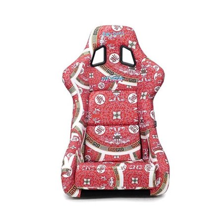 NRG FRP Bucket Seat PRISMA Oriental Longivity Plate Edition W/ Gold Pearlized Back - Large