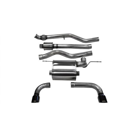 Corsa 12-14 BMW 335i Sedan RWD F30 3in Black Touring Dual Rear Single 3.5in Tip Cat-Back Exhaust