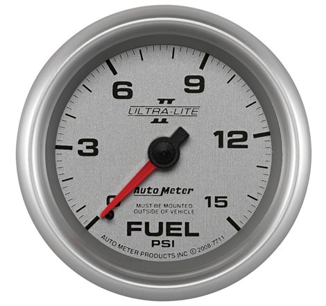 Autometer Ultra-Lite II 2 5/8in 0-15 PSI Mechanical Fuel Pressure Gauge