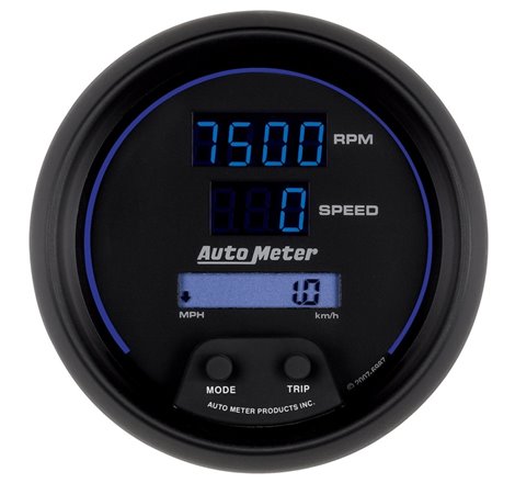 Autometer 85.7mm Black Digital 8000rpm/160mph or 260kmph Electric Tachometer/Speedometer Combo