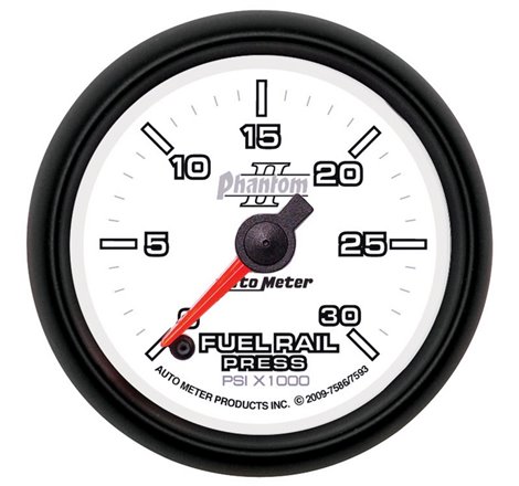 Autometer Phantom 52mm Full Sweep Electronic 0-30,000 PSI Diesel Fuel Rail Pressure Gauge