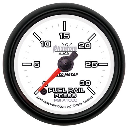 Autometer Phantom 52mm Full Sweep Electronic 0-30,000 PSI Diesel Fuel Rail Pressure Gauge