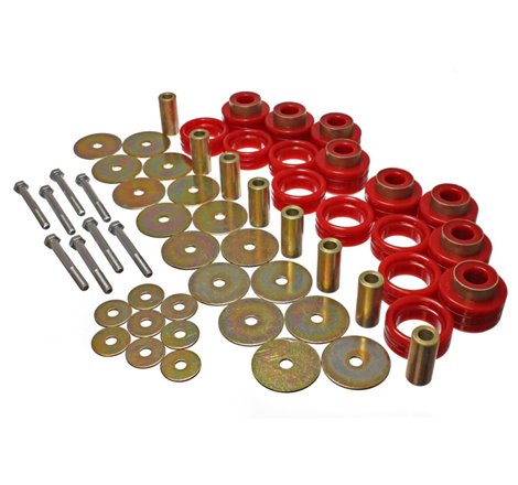 Energy Suspension Body Mount Set Inc. Hardware - Red