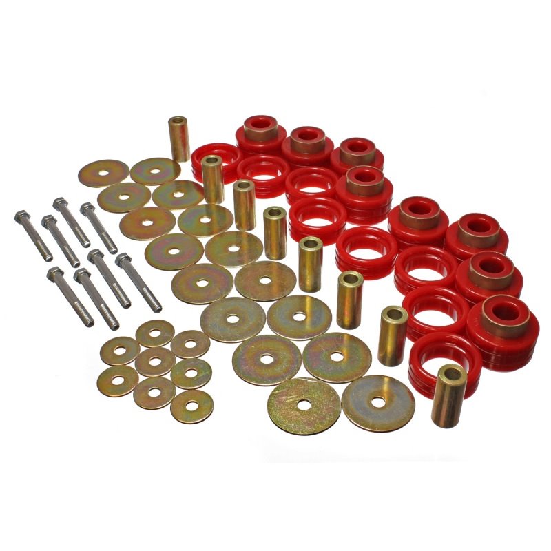 Energy Suspension Body Mount Set Inc. Hardware - Red