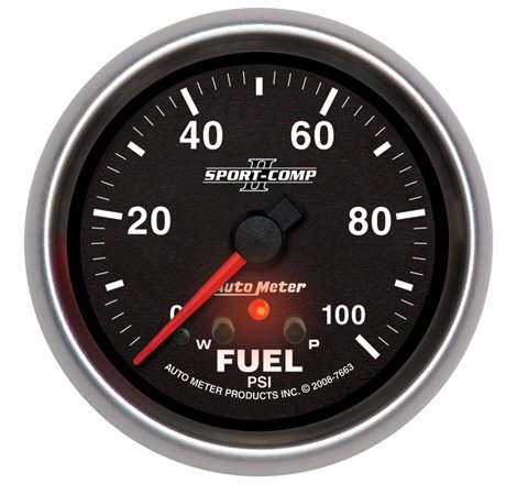 Autometer Sport-Comp II 2-5/8in 0-100 PSI Full Sweep Electronic Fuel Pressure Gauge