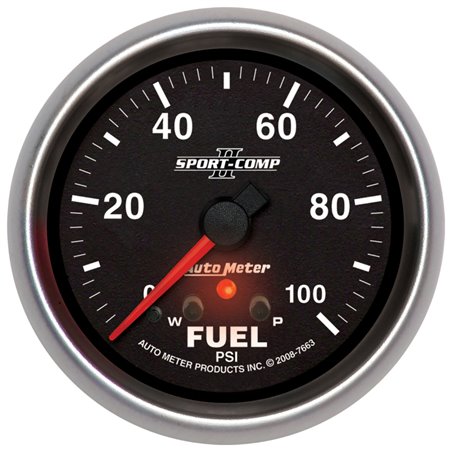 Autometer Sport-Comp II 2-5/8in 0-100 PSI Full Sweep Electronic Fuel Pressure Gauge