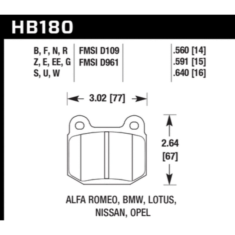 Hawk 1984-1986 Alfa Romeo GTV-6 2.5 HPS 5.0 Front Brake Pads