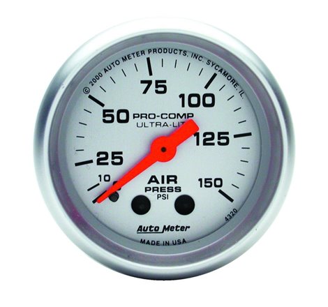 Autometer Ultra-Lite 2-1/16in 0-150 PSI Mechanical Air Pressure Gauge