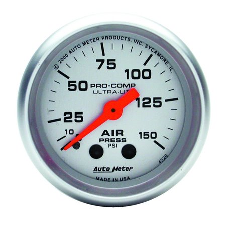 Autometer Ultra-Lite 2-1/16in 0-150 PSI Mechanical Air Pressure Gauge