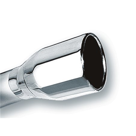 Borla 2.5in Inlet 4in Single Round Rolled Edge Outlet x 8in Long Weld On Exhaust Tip