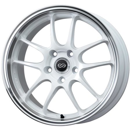 Enkei PF01SS 17x9 5x114.3 48mm Offset 75mm Bore Diameter White with Machined Lip Wheel