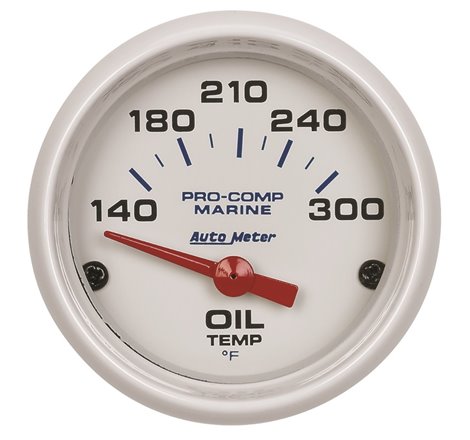 Autometer Marine White Ultra-Lite 2-1/16in Electric Oil Temperature Gauge 140-300 Deg F