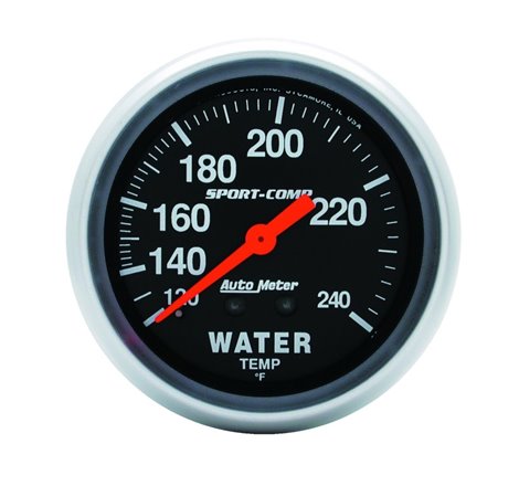 Autometer Sport-Comp 2-5/8in 120-240 F Mechanical Water Temp Gauge 12ft Tubing