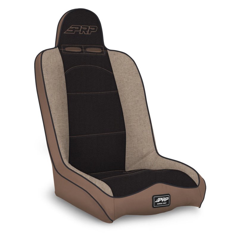 PRP Daily Driver High Back Suspension Seat (Two Neck Slots) - Tan / Black