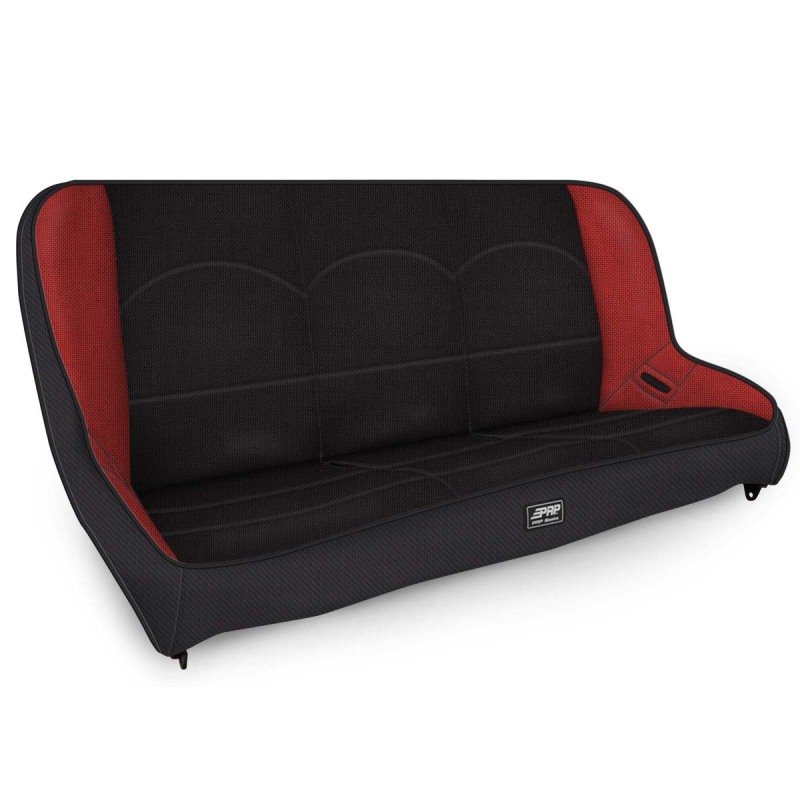 PRP Jeep JKU/JLU Low Back Rear Bench - Black/Red