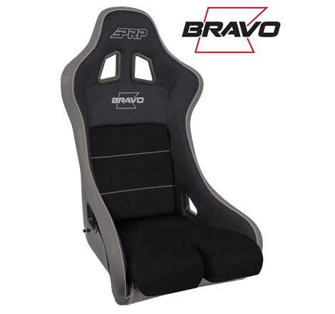 PRP Bravo Composite Seat- Black/Grey (PRP Silver Outline/Bravo Silver- Silver Stitching)