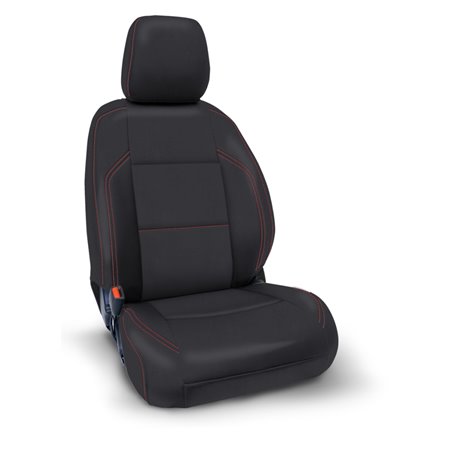 PRP 2016+ Toyota Tacoma Front Seat Covers (Pair) - Black with Red Stitching