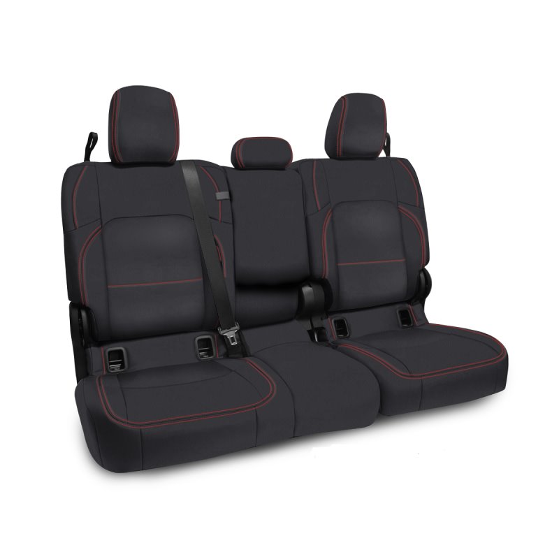 PRP 2020+ Jeep Gladiator JT Rear Bench Cover with Leather Interior - Black with Red Stitching