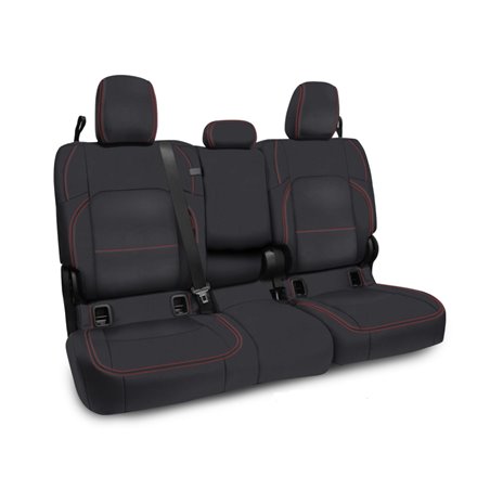 PRP 2020+ Jeep Gladiator JT Rear Bench Cover with Leather Interior - Black with Red Stitching