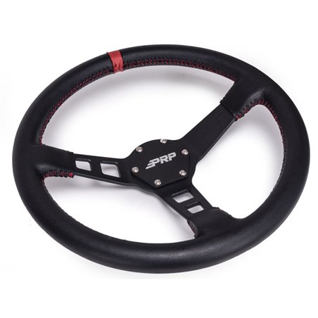 PRP Deep Dish Leather Steering Wheel- Red