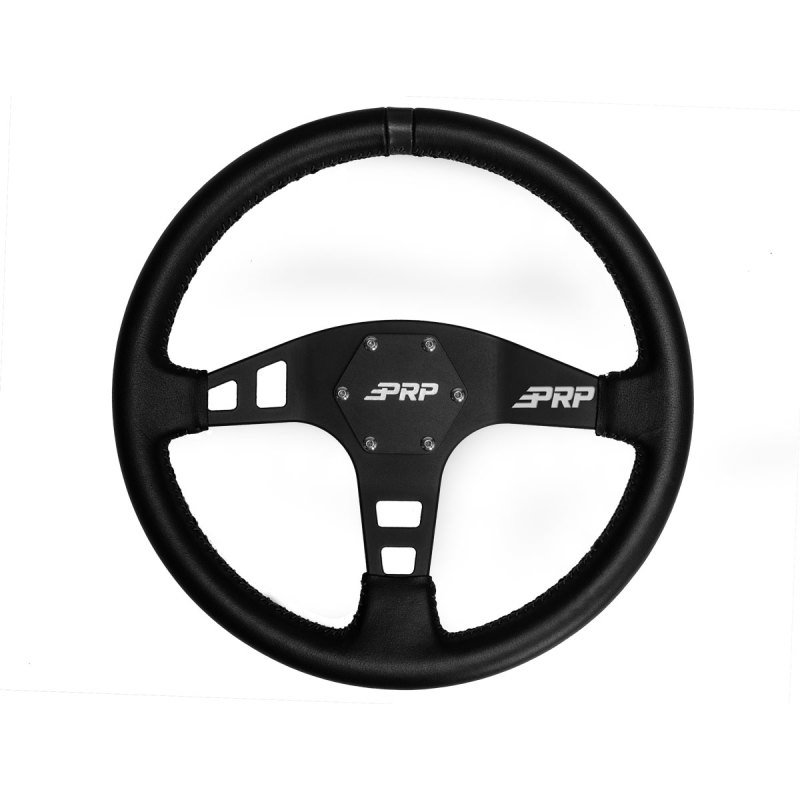 PRP Flat Leather Steering Wheel- Black