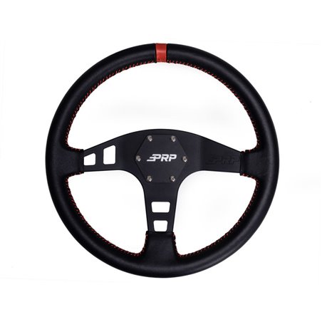 PRP Flat Leather Steering Wheel- Red