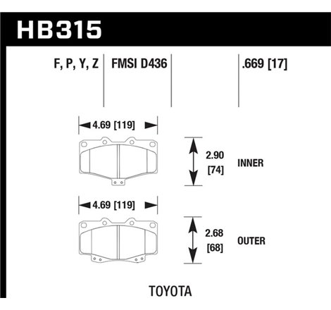 Hawk 95-98 Toyota Tacoma HPS 5.0 Front Brake Pads