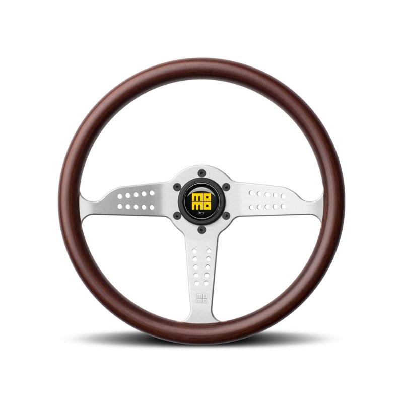 Momo Grand Prix Steering Wheel 350 mm - Mahogany Wood/Brshd Spokes