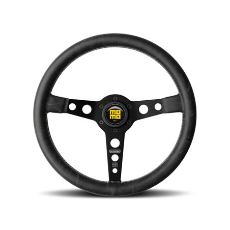 Momo Prototip Heritage Steering Wheel 350 mm - Black Leather/White Stitch/Black Spokes