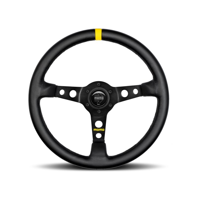 Momo MOD07 Steering Wheel 350 mm -  Black Leather/Black Spokes/1 Stripe