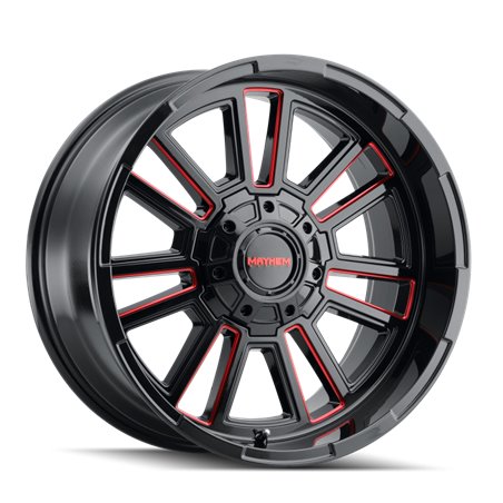 Mayhem 8115 Apollo 20x10 / 8x165.1 BP / -19mm Offset / 125.2mm Hub Black w/ Prism Red Wheel