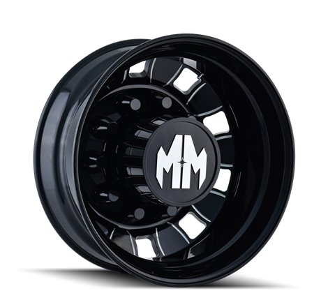 Mayhem 8180 BigRig 24.5x8.25/10x285.75 BP/168mm Offset/220.1mm Hub Rear Black w/ Milled Spokes Wheel