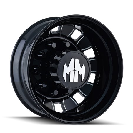 Mayhem 8180 BigRig 24.5x8.25/10x285.75 BP/168mm Offset/220.1mm Hub Rear Black w/ Milled Spokes Wheel