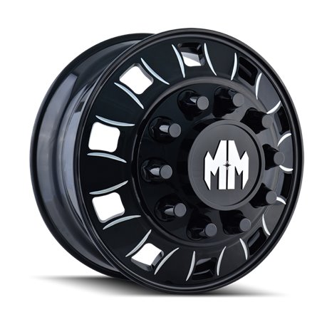 Mayhem 8180 BigRig 22x8.25 / 10x285.75 BP / 169mm Offset / 220.1mm Hub Front Blk/Milled Spokes Wheel