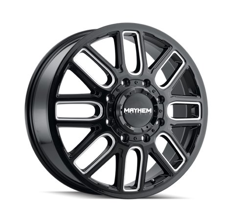 Mayhem 8107D Cogent Dually 22x8.25/8x165.1 BP/115mm Offset/121.3mm Hub Black w/ Milled Spokes Wheel